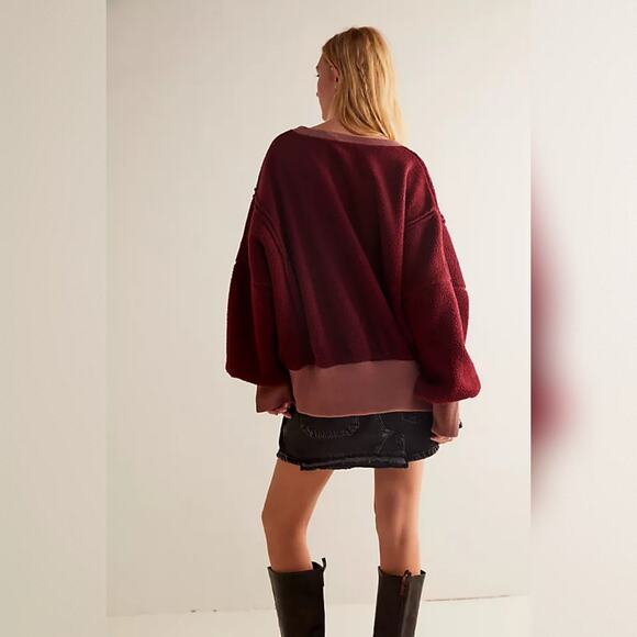 We The Free - Free People Cozy Camden Sweatshirt - Mulberries - Small - Picture 3 of 8